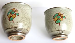 人間国宝島岡達三 象嵌赤繪夫婦湯吞 D12 - 骨董、古民具、古書の“芳栄堂”